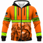 Personalized Plumber Hoodie & T-Shirt - Orange Stripe Print Plumber Illustration – Fleece Zip Hoodie, front view