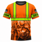 Personalized Plumber Hoodie & T-Shirt - Orange Stripe Print Plumber Illustration – T-Shirt, front view