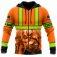 Personalized Plumber Hoodie & T-Shirt - Orange Stripe Print Plumber Illustration – Zip Hoodie, front view