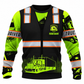 Personalized Trucker Hoodie & T-Shirt - Black Vest Print Neon Yellow Sleeves – Sweatshirt, front view