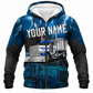 Personalized Trucker Hoodie & T-Shirt - Blue Lightning Semi Truck – Fleece Zip Hoodie, front view