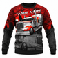 Personalized Trucker Hoodie & T-Shirt - Red Black Semi Truck – Sweatshirt, front view