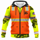 Personalized Trucker Hoodie & T-Shirt - Orange Vest Print Yellow Sleeves – Fleece Zip Hoodie, front view