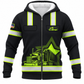 Personalized Trucker Hoodie & T-Shirt - Black Yellow Stripe Dump Truck – Fleece Zip Hoodie, front view