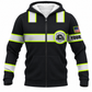 Personalized Trucker Hoodie & T-Shirt - Black Yellow Stripe Trucker Badge – Fleece Zip Hoodie, front view