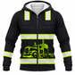 Personalized Trucker Hoodie & T-Shirt - Black Yellow Stripe Semi Truck – Fleece Zip Hoodie, front view