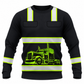 Personalized Trucker Hoodie & T-Shirt - Black Yellow Stripe Semi Truck – Sweatshirt, front view