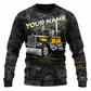 Personalized Trucker Hoodie & T-Shirt - Black Grey Semi Truck Illustration – Sweatshirt, front view