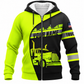 Personalized Trucker Hoodie & T-Shirt - Neon Yellow Black Diagonal Semi Truck – Fleece Zip Hoodie, front view
