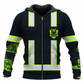 Personalized Trucker Hoodie & T-Shirt - Black Vest Print Yellow Sleeves – Zip Hoodie, front view