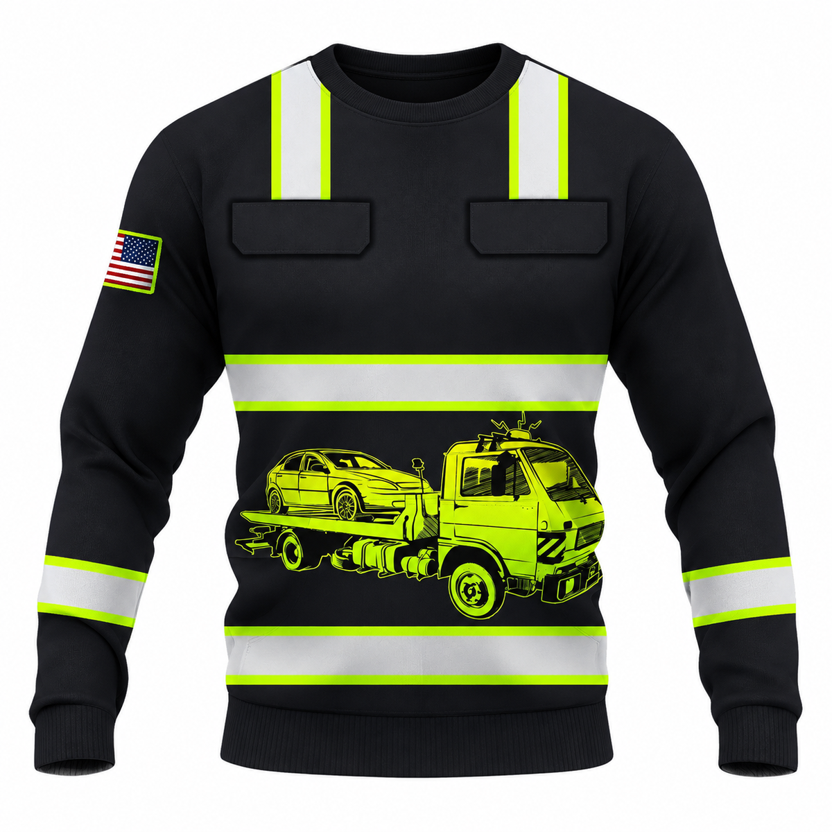 Personalized Trucker Hoodie & T-Shirt - Black Yellow Stripe Tanker Truck – Sweatshirt, front view