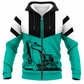 Personalized Excavator Operator Hoodie & T-Shirt - Teal Black Excavator – Fleece Zip Hoodie, front view