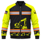 Personalized Excavator Operator Hoodie & T-Shirt - Yellow Excavator Stripe Print – Bomber Jacket, front view