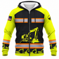 Personalized Excavator Operator Hoodie & T-Shirt - Yellow Excavator Stripe Print – Fleece Zip Hoodie, front view