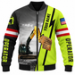 Personalized Excavator Operator Hoodie & T-Shirt - Excavator Photo And Name Stripe – Bomber Jacket, front view