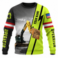 Personalized Excavator Operator Hoodie & T-Shirt - Excavator Photo And Name Stripe – Sweatshirt, front view