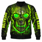 Personalized Excavator Operator Hoodie & T-Shirt - Green Skull Print – Bomber Jacket, front view