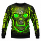 Personalized Excavator Operator Hoodie & T-Shirt - Green Skull Print – Sweatshirt, front view