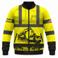 Personalized Excavator Operator Hoodie & T-Shirt - Yellow Construction Equipment Print – Bomber Jacket, front view