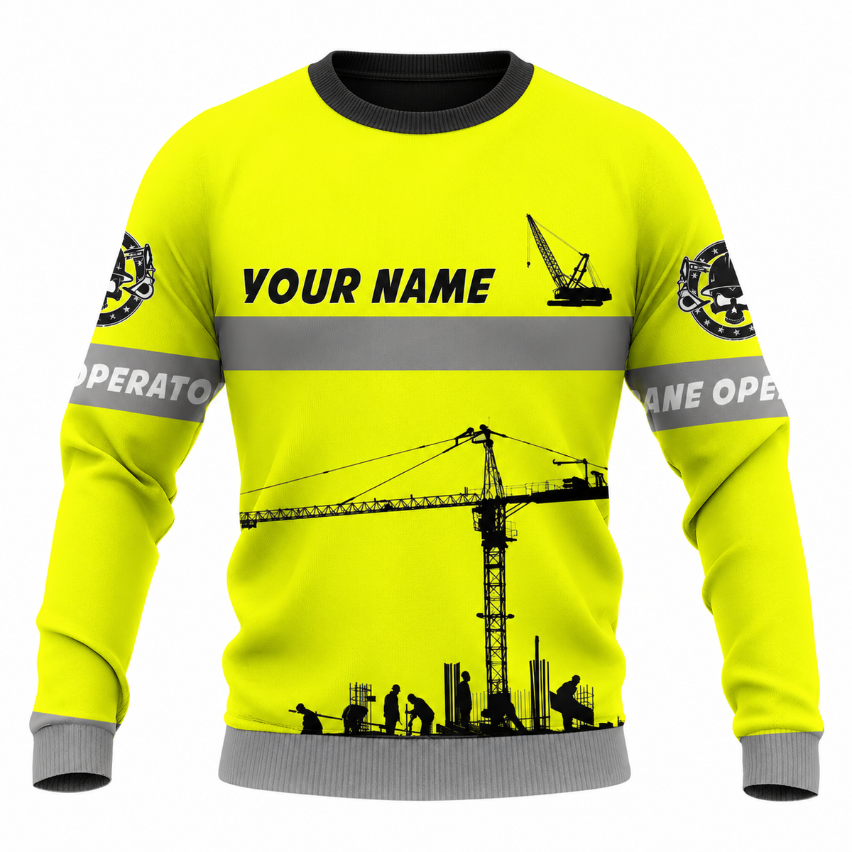 Personalized Crane Operator Hoodie & T-Shirt - Yellow Crane Print – Sweatshirt, front view