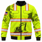 Personalized Excavator Operator Hoodie & T-Shirt - Yellow Excavator Vest Print – Bomber Jacket, front view