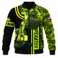 Personalized Excavator Operator Hoodie & T-Shirt - Green Camo Excavator Bucket – Bomber Jacket, front view