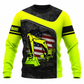 Personalized Excavator Operator Hoodie & T-Shirt - Neon Yellow American Flag Excavator – Sweatshirt, front view
