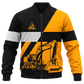 Personalized Excavator Operator Hoodie & T-Shirt - Orange Black White Excavator Stripes – Bomber Jacket, front view