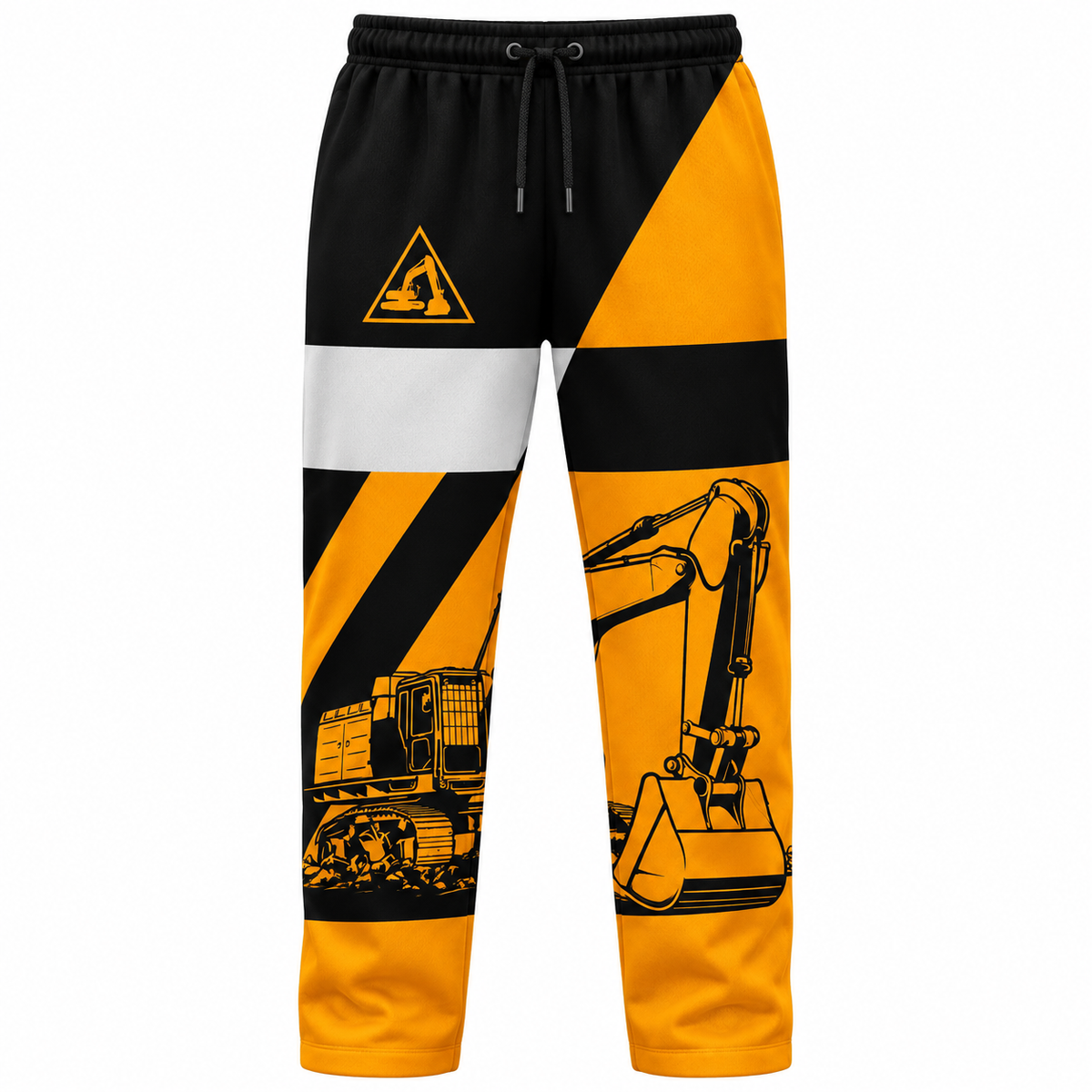 Personalized Excavator Operator Hoodie & T-Shirt - Orange Black White Excavator Stripes – Long Pants, front view