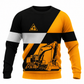 Personalized Excavator Operator Hoodie & T-Shirt - Orange Black White Excavator Stripes – Sweatshirt, front view