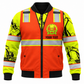 Personalized Excavator Operator Hoodie & T-Shirt - Orange Vest Print Excavator Sleeves – Bomber Jacket, front view