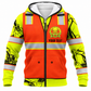 Personalized Excavator Operator Hoodie & T-Shirt - Orange Vest Print Excavator Sleeves – Fleece Zip Hoodie, front view