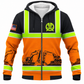 Personalized Excavator Operator Hoodie & T-Shirt - Black Orange Excavator Stripe Print – Fleece Zip Hoodie, front view