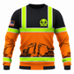 Personalized Excavator Operator Hoodie & T-Shirt - Black Orange Excavator Stripe Print – Sweatshirt, front view