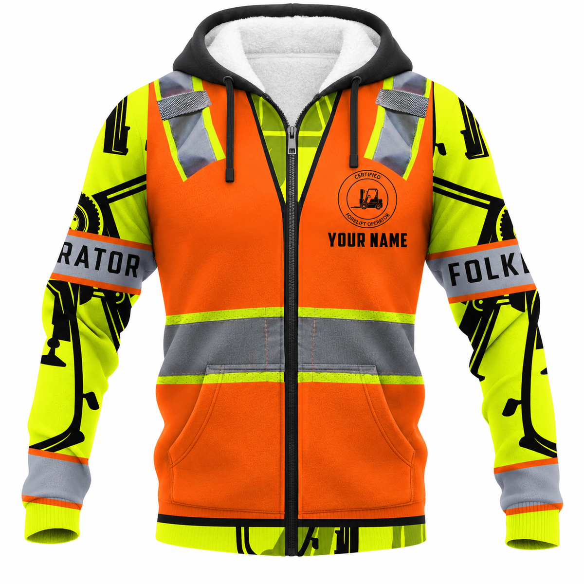 Fleece Zip Hoodie - matching personalized product design - front view