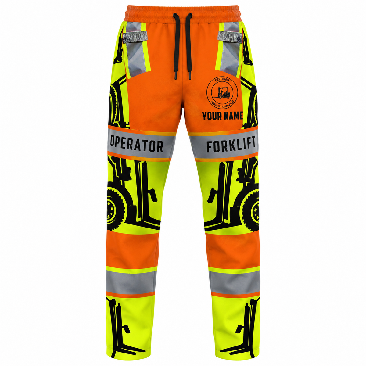 Personalized Forklift Operator Hoodie & T-Shirt - Orange Vest Print Heavy Equipment – Long Pants, front view