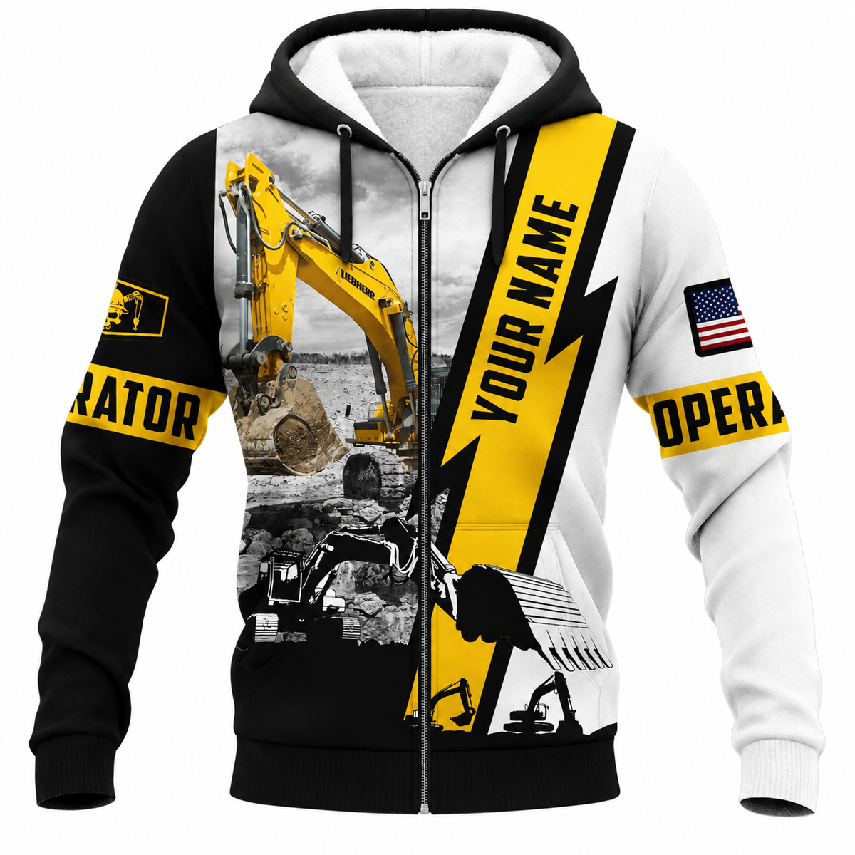 Fleece Zip Hoodie - matching personalized product design - front view