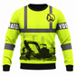 Personalized Excavator Operator Hoodie & T-Shirt - Yellow Grey Stripe Excavator Silhouette – Sweatshirt, front view