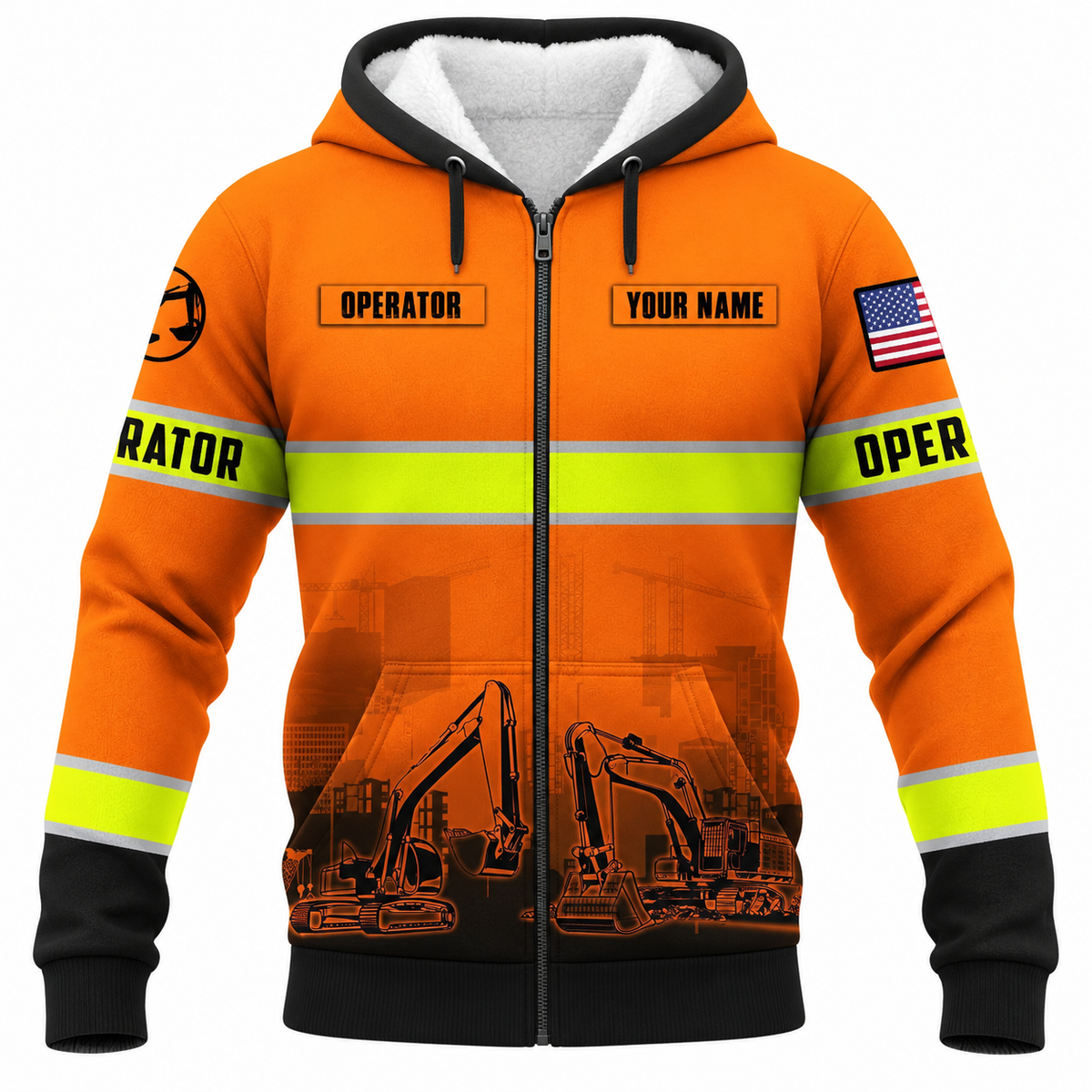 Fleece Zip Hoodie - matching personalized product design - front view