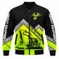 Personalized Heavy Equipment Hoodie & T-Shirt - Black Yellow Chevron Excavator – Bomber Jacket, front view