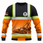 Personalized Excavator Operator Hoodie & T-Shirt - Black Orange Excavator Work Scene – Sweatshirt, front view