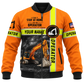 Personalized Excavator Operator Hoodie & T-Shirt - Orange Excavator Operator Quote – Bomber Jacket, front view