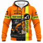 Personalized Excavator Operator Hoodie & T-Shirt - Orange Excavator Operator Quote – Fleece Zip Hoodie, front view