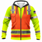 Personalized Excavator Operator Hoodie & T-Shirt - Orange Vest Print Yellow Sleeves – Fleece Zip Hoodie, front view