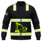 Personalized Excavator Operator Hoodie & T-Shirt - Black Yellow Stripe Excavator – Bomber Jacket, front view