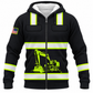 Personalized Excavator Operator Hoodie & T-Shirt - Black Yellow Stripe Excavator – Fleece Zip Hoodie, front view