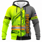 Personalized Excavator Operator Hoodie & T-Shirt - Yellow Grey Diagonal Excavator – Fleece Zip Hoodie, front view