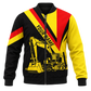 Personalized Excavator Operator Hoodie & T-Shirt - Yellow Red Black Excavator – Bomber Jacket, front view