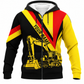 Personalized Excavator Operator Hoodie & T-Shirt - Yellow Red Black Excavator – Fleece Zip Hoodie, front view