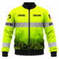Personalized Excavator Operator Hoodie & T-Shirt - Yellow Grey Stripe Excavator Fleet – Bomber Jacket, front view